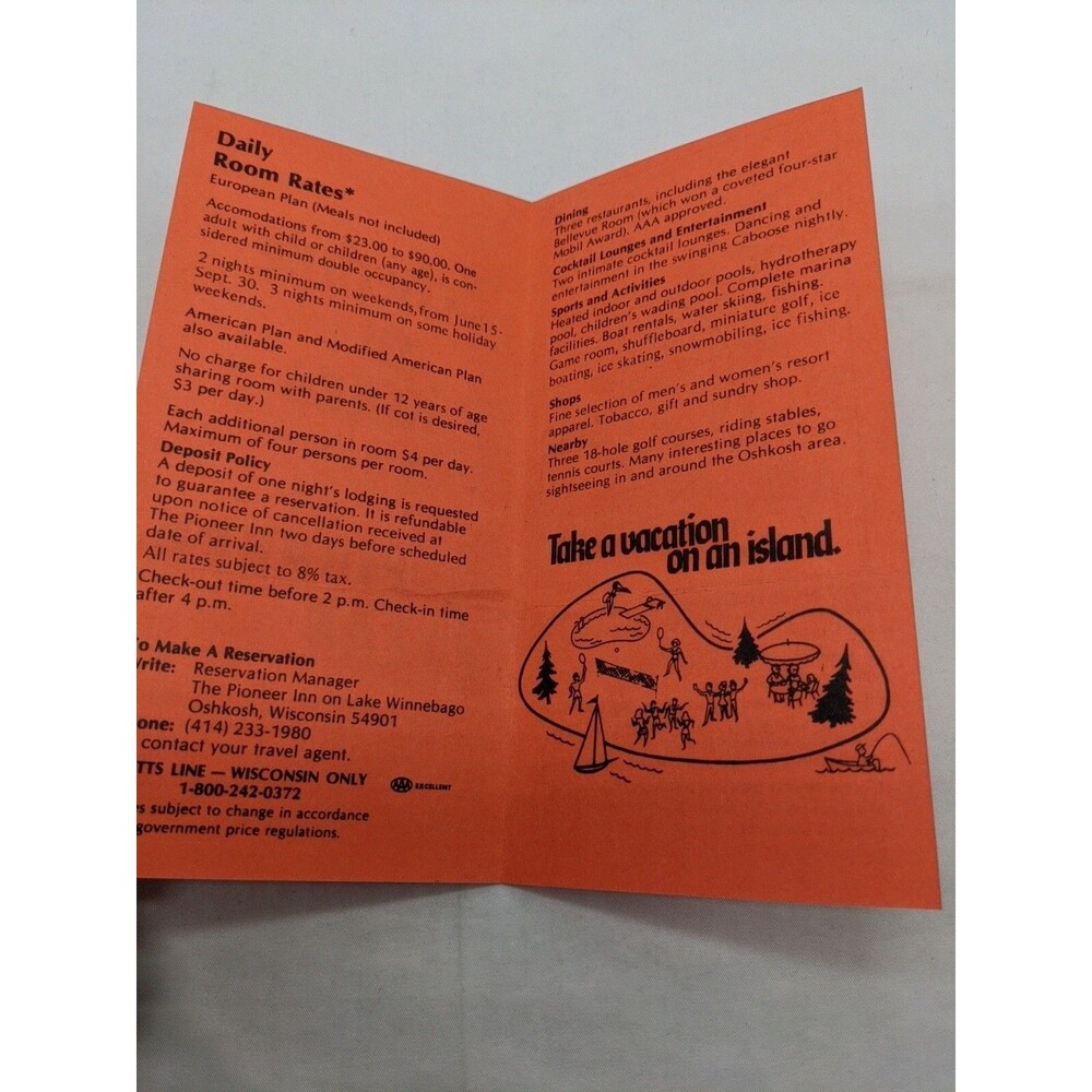 Vintage 1960s The Pioneer Inn On Lake Winnebago Brochure - Picture 6 of 9